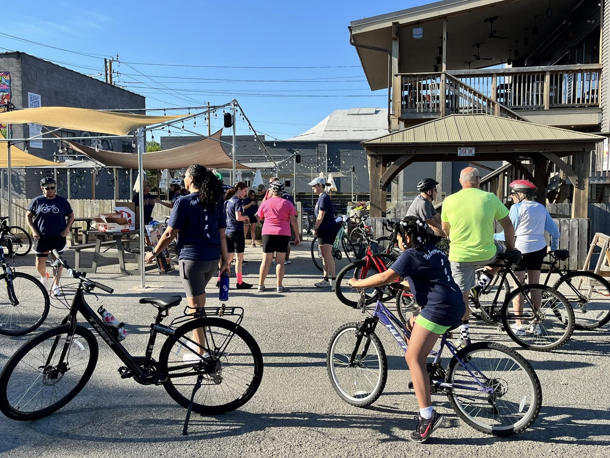 Riders gathering at Half Liter BBQ before the Brewar Ride