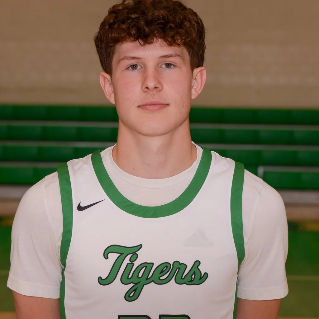 Elias Sego in his Triton Central Tigers basketball jersey